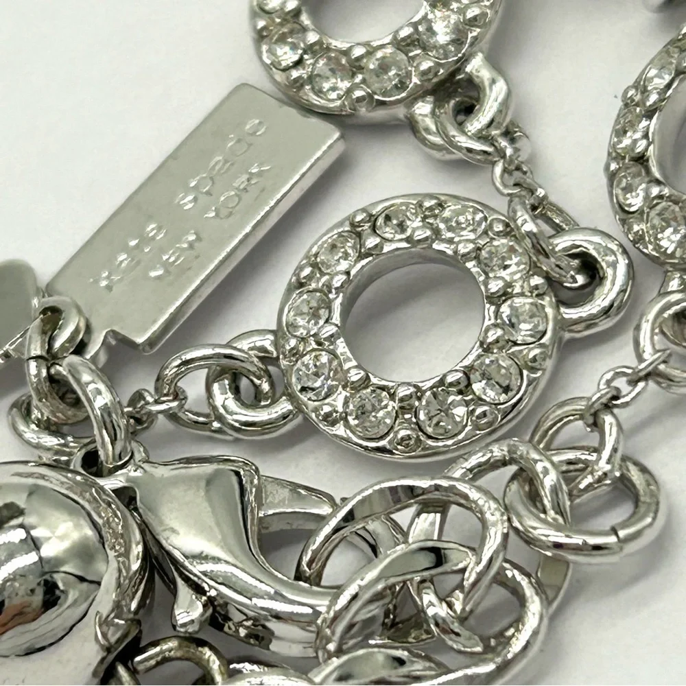 Kate Spade Jeweled Circle Linked Silver Bracelet